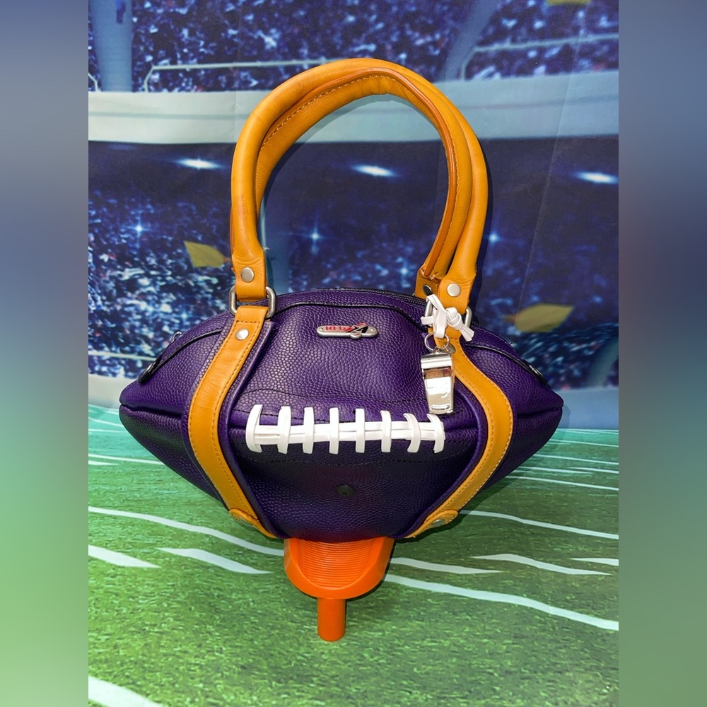 Purple and Gold Leather Football Purse